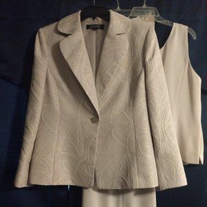 Kasper 3-Piece Pant Suit, Beige, 16